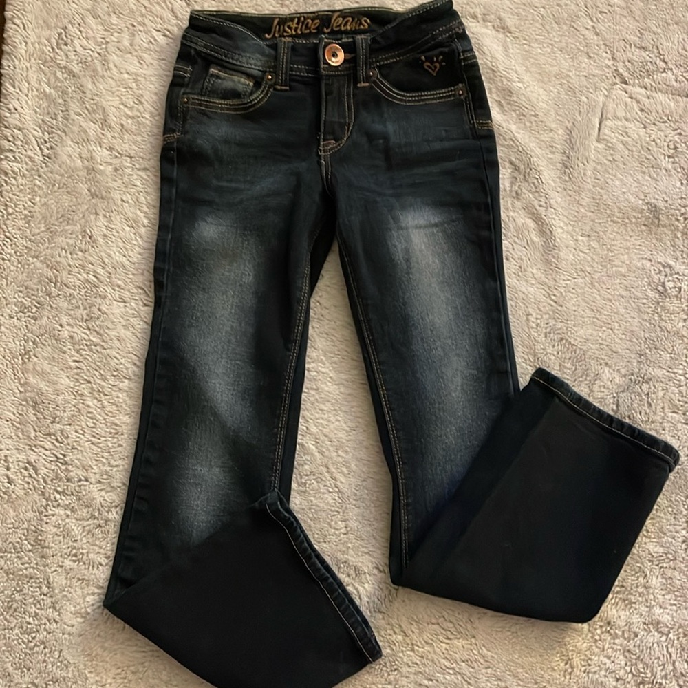 Justice distressed flare denim jeans  Size 8S   VGUC